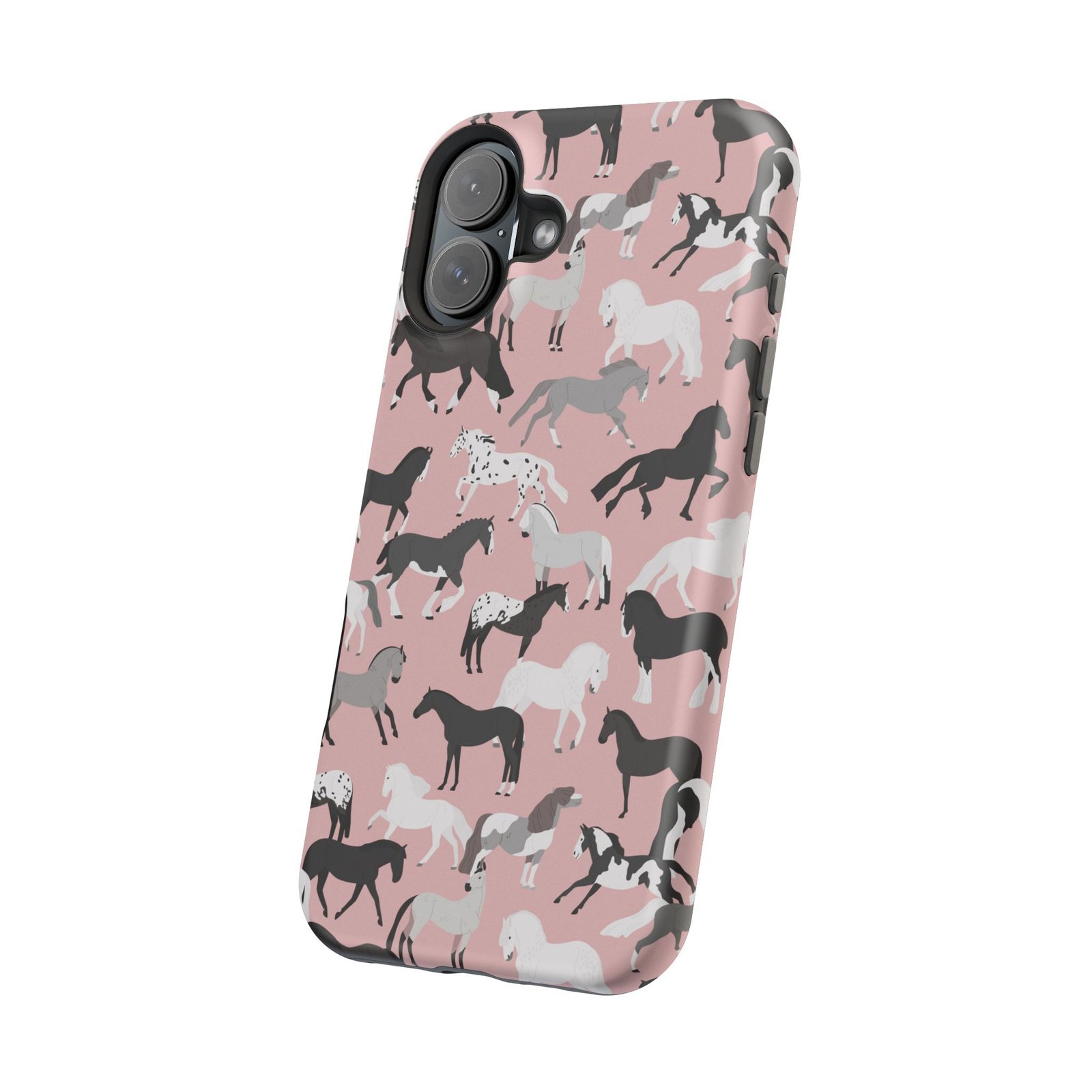 Pretty Retro Pink Horses All Over MagSafe Tough Cases - Image 110