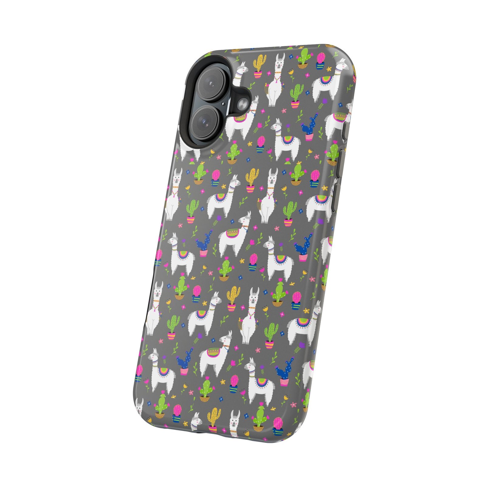 Colorful Llamas & Cactus All Over MagSafe Tough Cases - Image 106