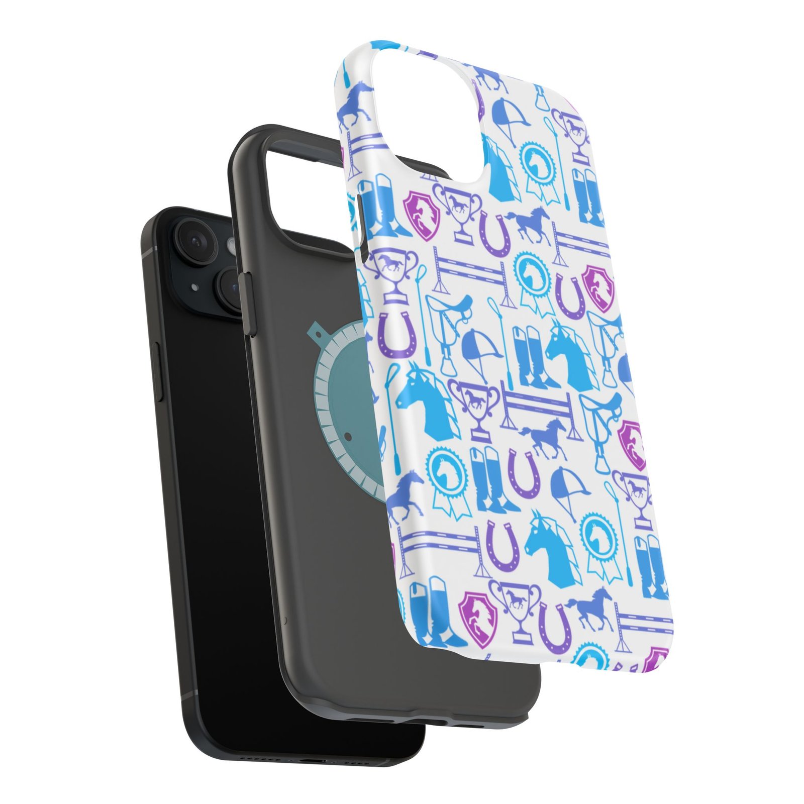 Blue to Pink Equestrian Tack All Over MagSafe Tough Cases - Image 88
