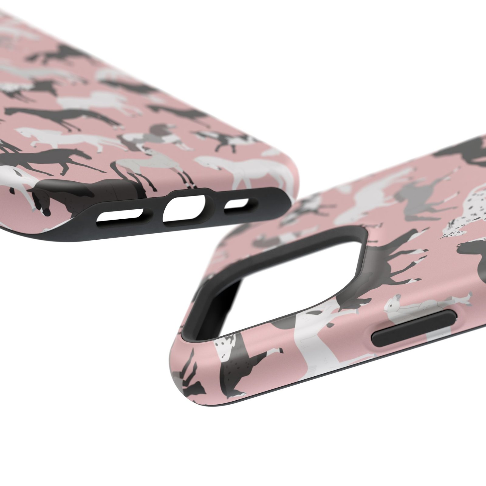 Pretty Retro Pink Horses All Over MagSafe Tough Cases - Image 128
