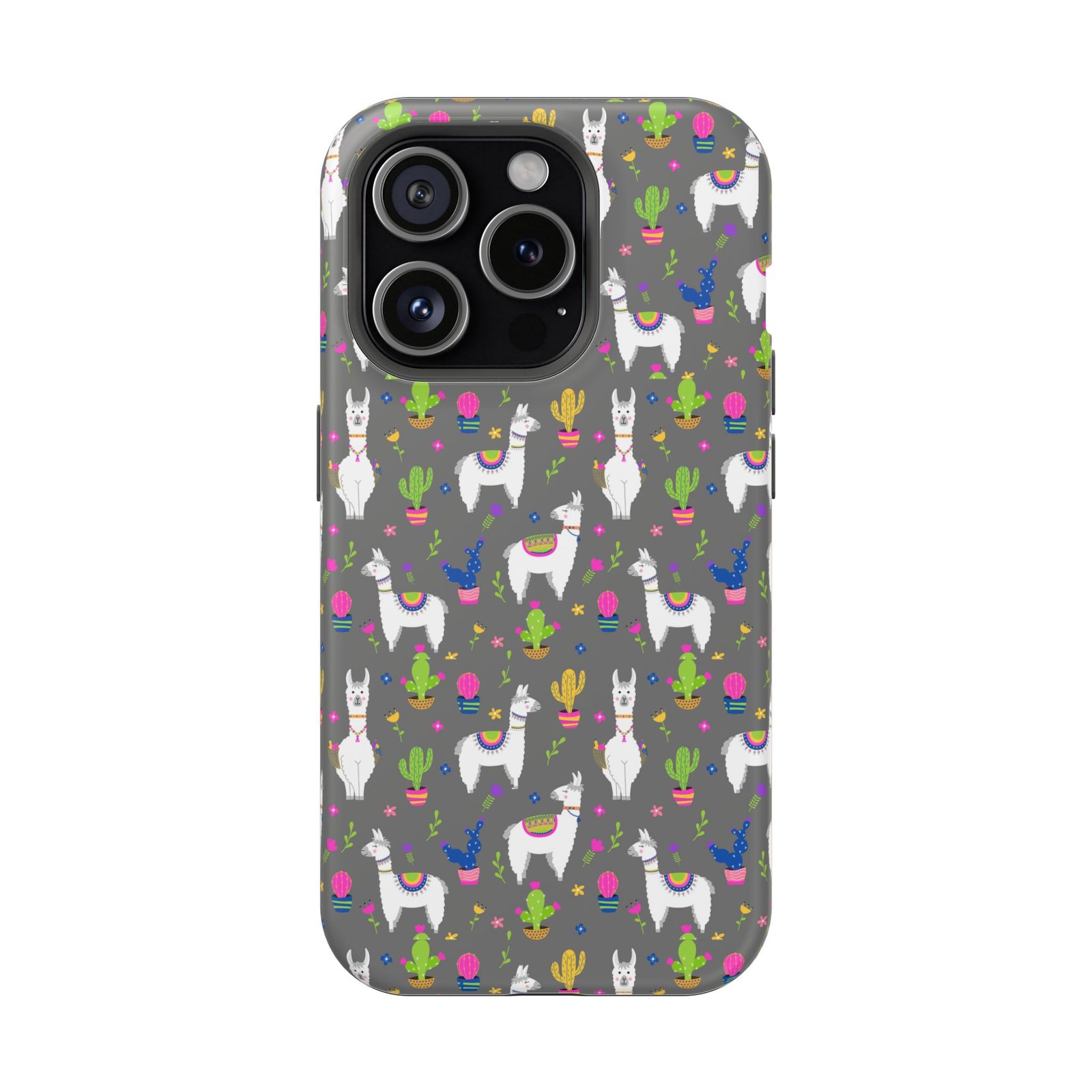 Colorful Llamas & Cactus All Over MagSafe Tough Cases - Image 77