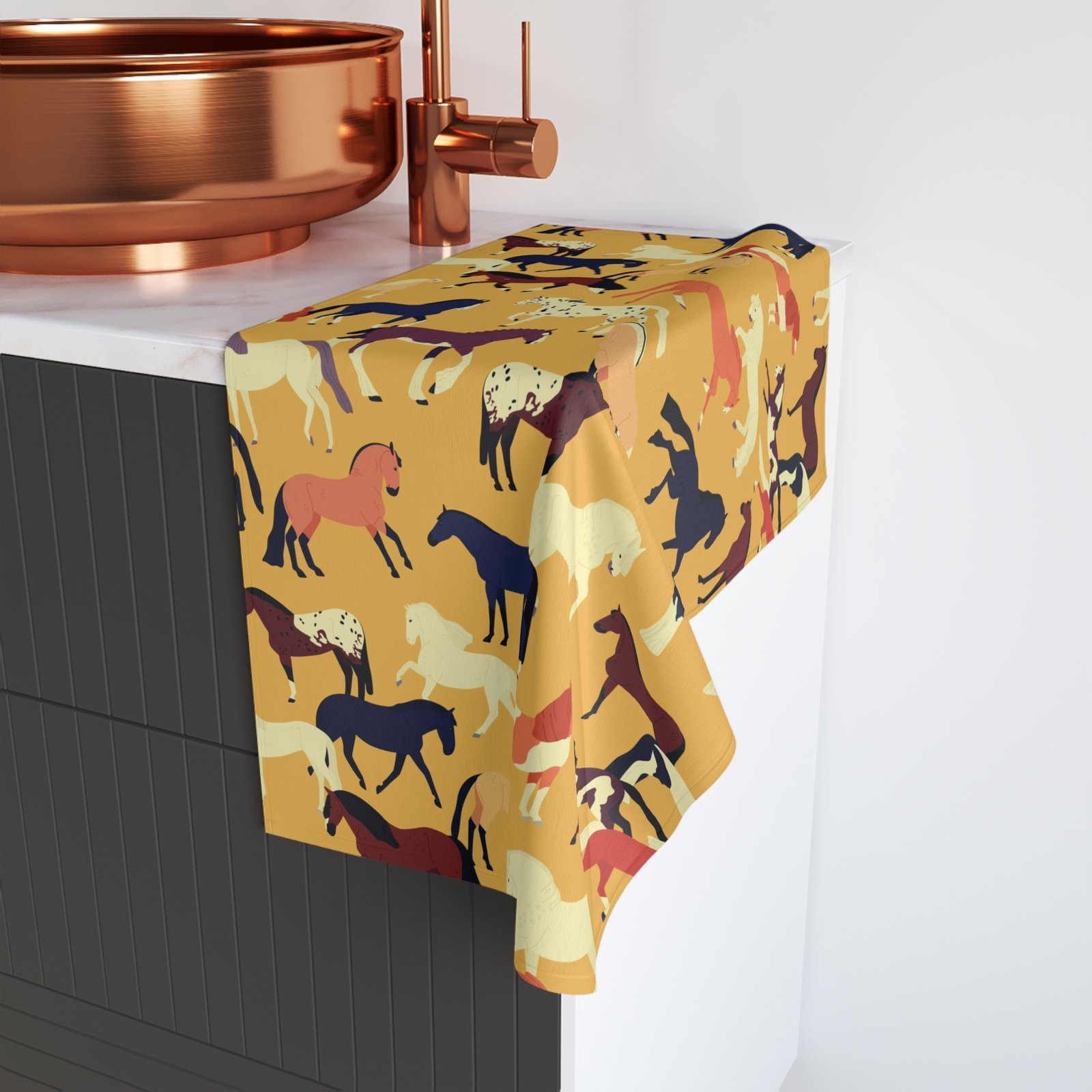 Multi Breed Horses All Over Soft Tea Towel - Image 4