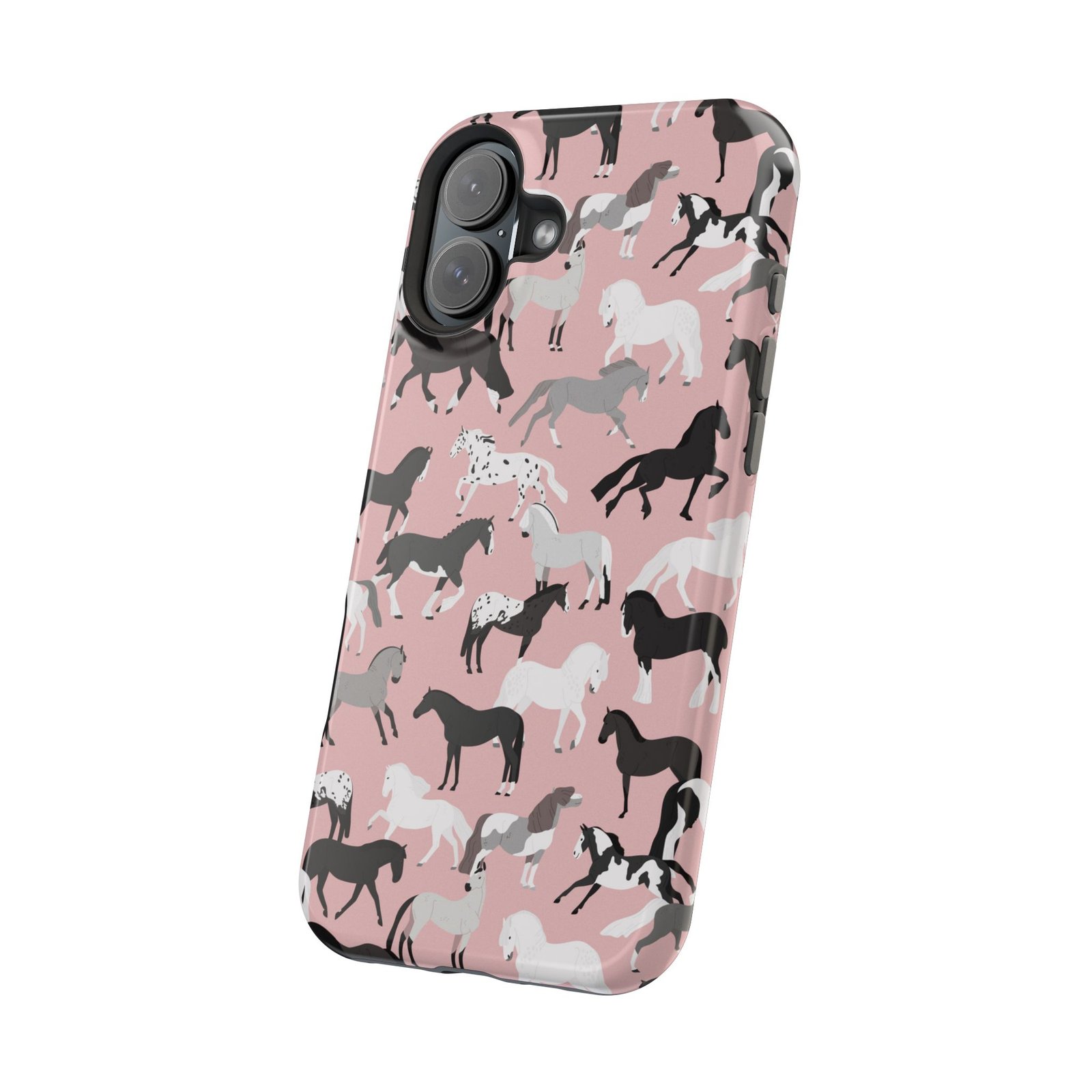 Pretty Retro Pink Horses All Over MagSafe Tough Cases - Image 106