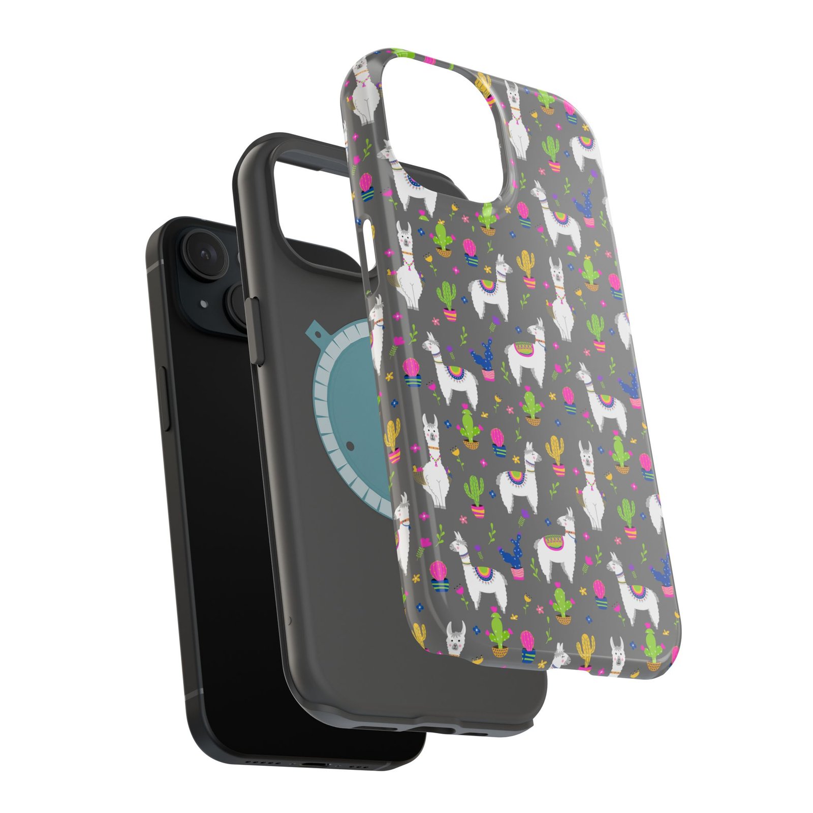 Colorful Llamas & Cactus All Over MagSafe Tough Cases - Image 68