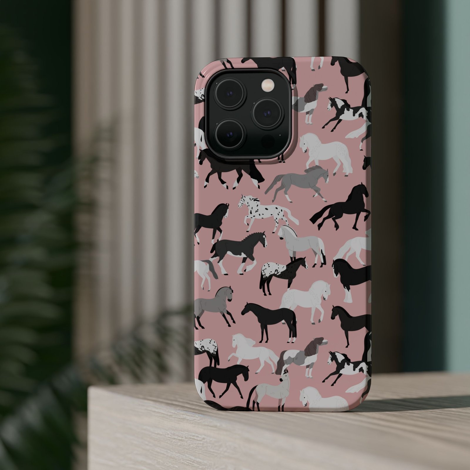 Pretty Retro Pink Horses All Over MagSafe Tough Cases - Image 28