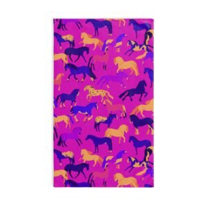 Colorful Multi Breed Horses All Over Soft Tea Towel