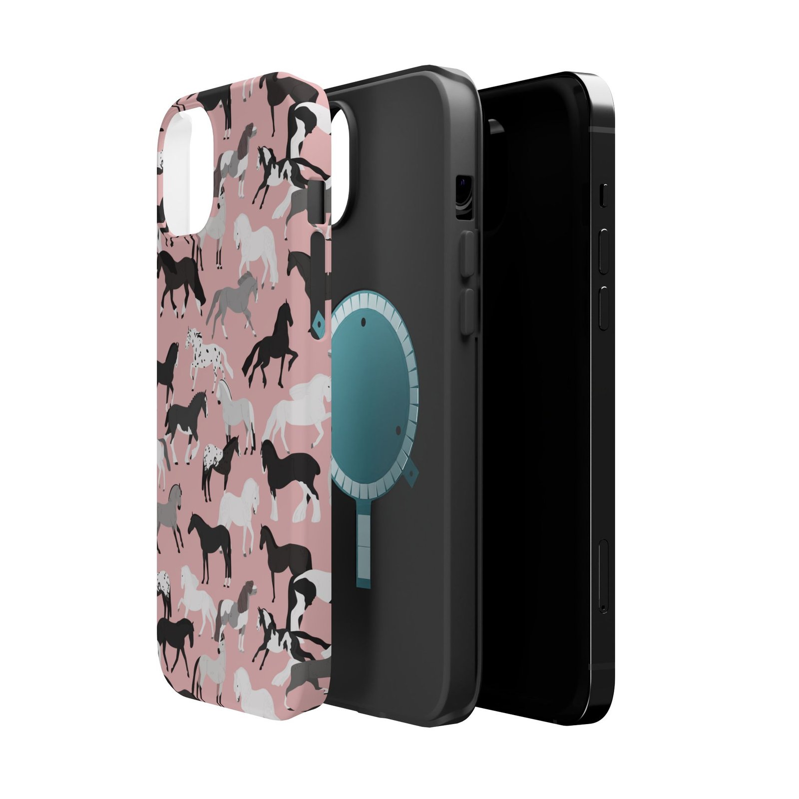 Pretty Retro Pink Horses All Over MagSafe Tough Cases - Image 22