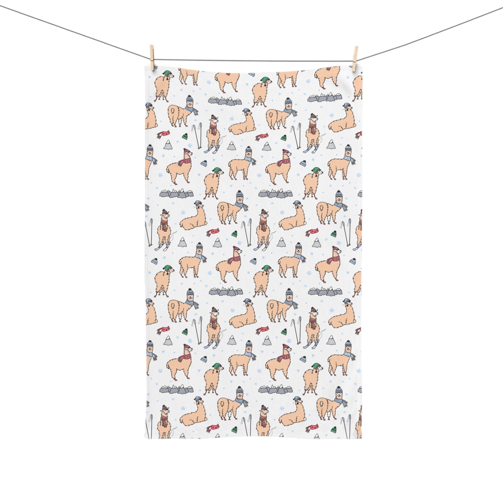 Skiing Llamas & Mountains Soft Tea Towel - Image 3