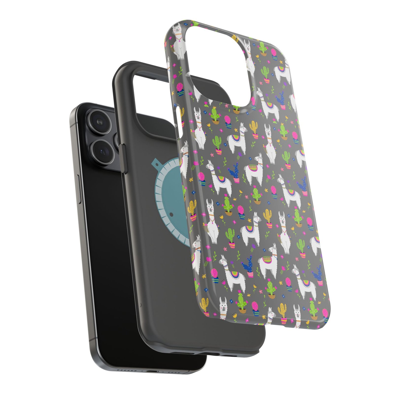 Colorful Llamas & Cactus All Over MagSafe Tough Cases - Image 92