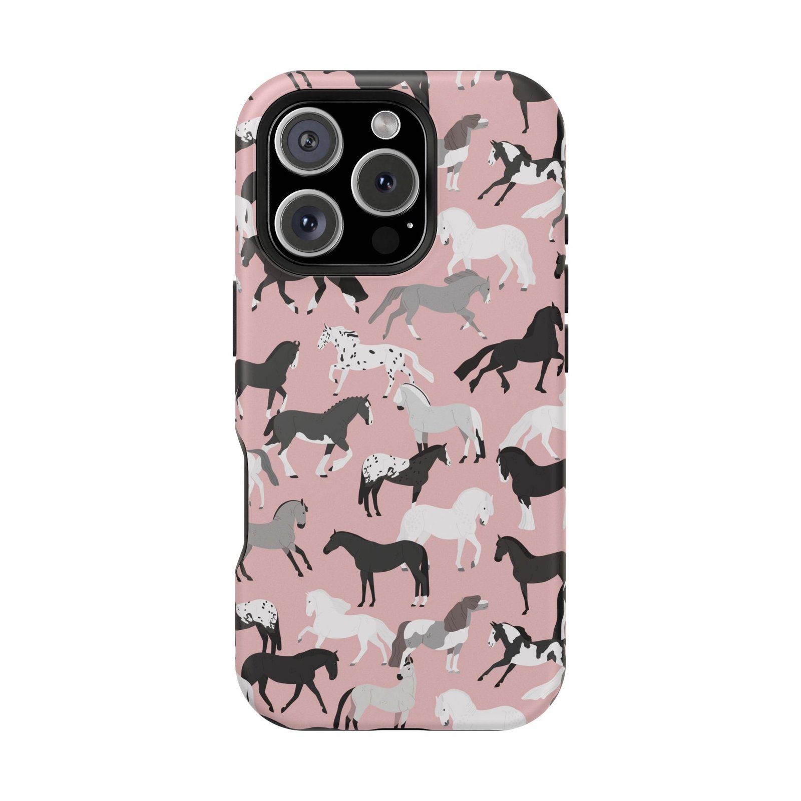Pretty Retro Pink Horses All Over MagSafe Tough Cases - Image 117