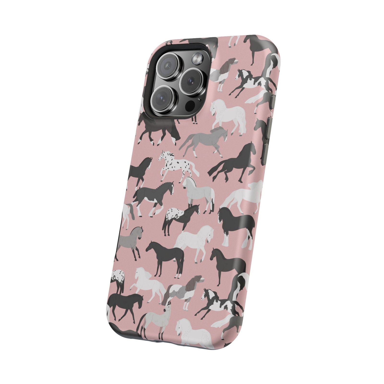 Pretty Retro Pink Horses All Over MagSafe Tough Cases - Image 126