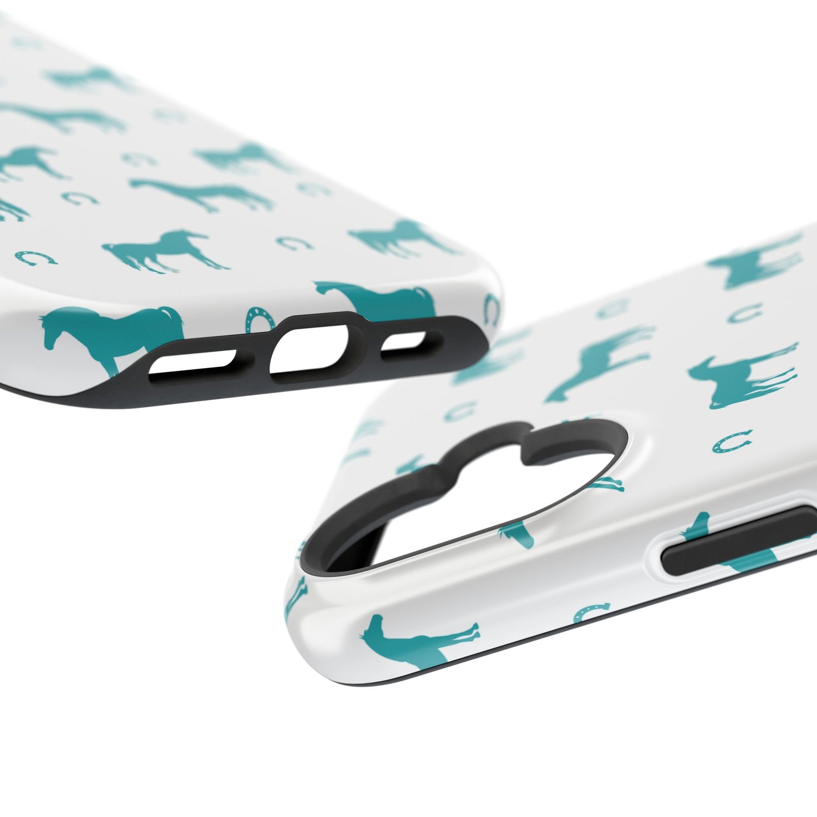 Teal Equestrian Horse & Horseshoes All Over MagSafe Tough Cases - Image 100