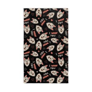 Husky I Woof You. Black and Pink Soft Tea Towel