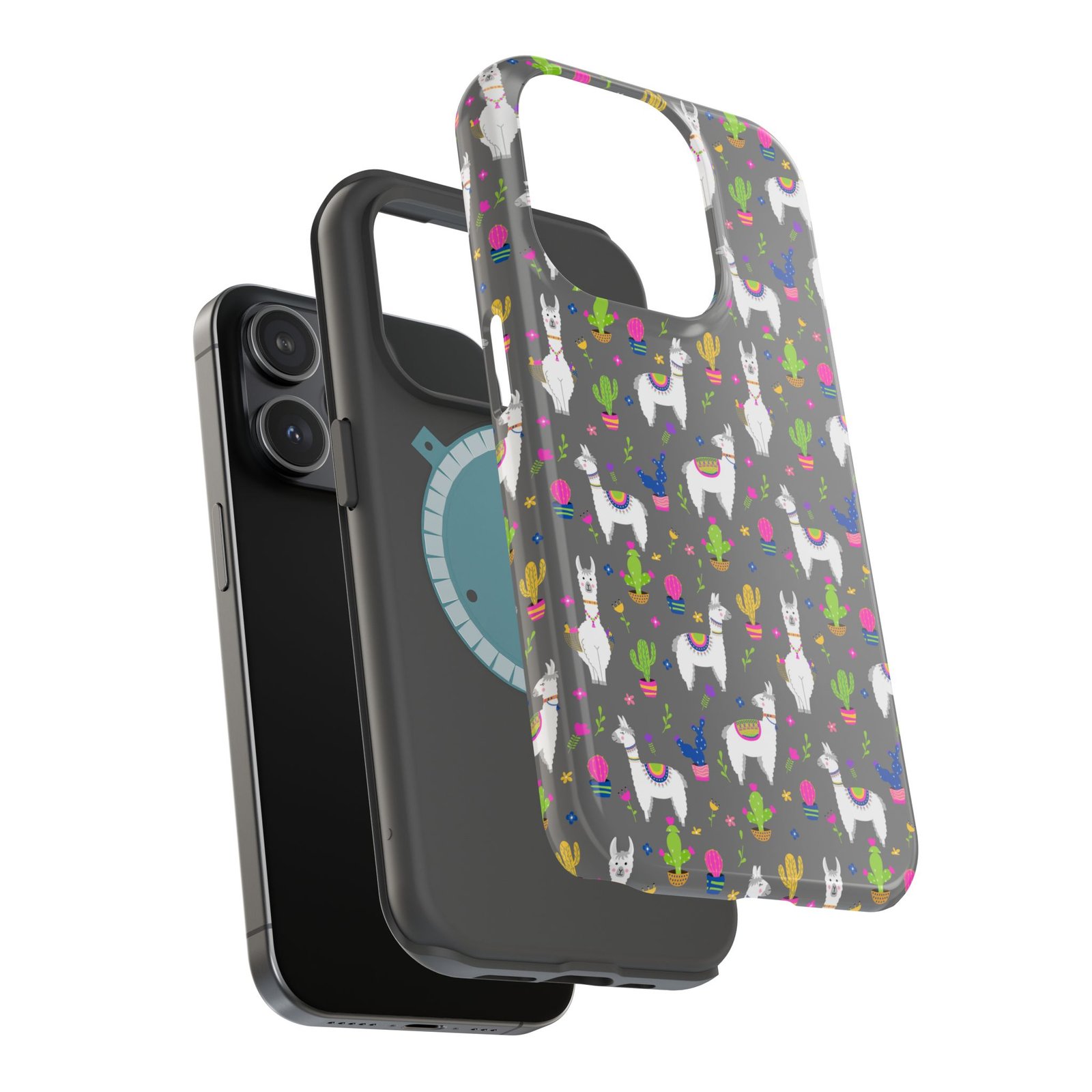 Colorful Llamas & Cactus All Over MagSafe Tough Cases - Image 76