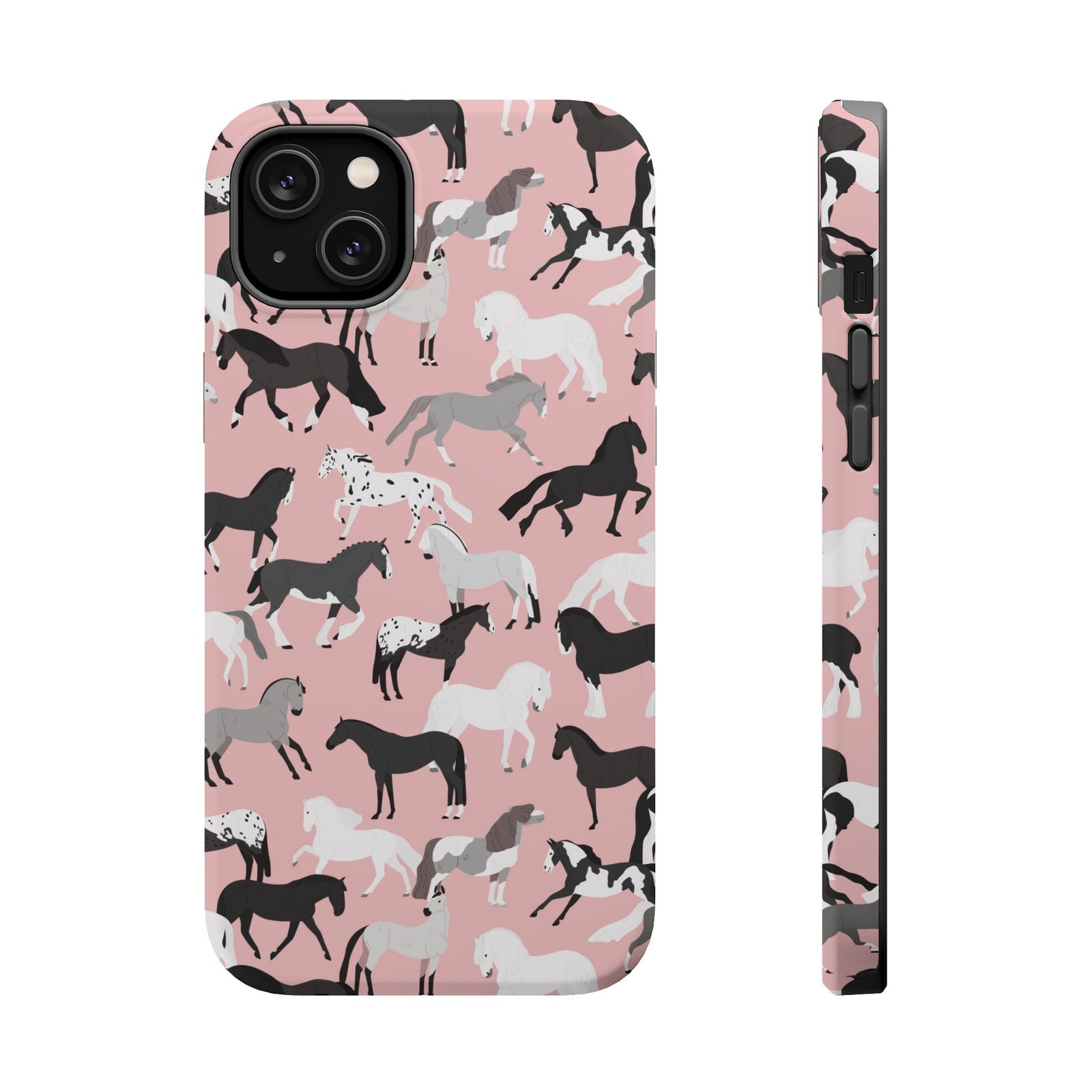 Pretty Retro Pink Horses All Over MagSafe Tough Cases - Image 21