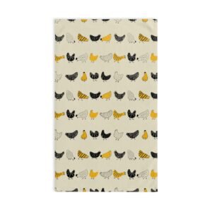 Chickens All Over Warm Colors Soft Tea Towel