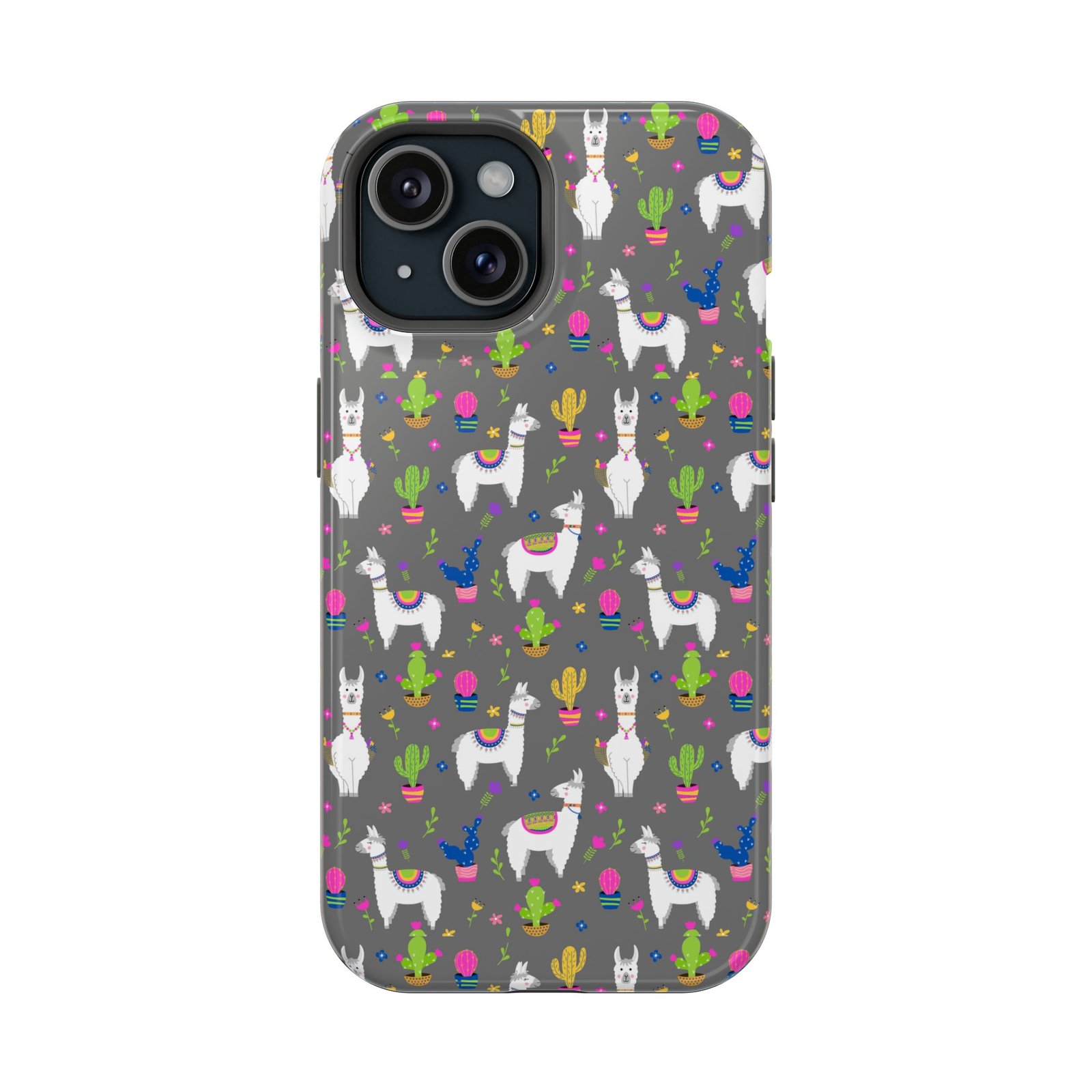 Colorful Llamas & Cactus All Over MagSafe Tough Cases - Image 65