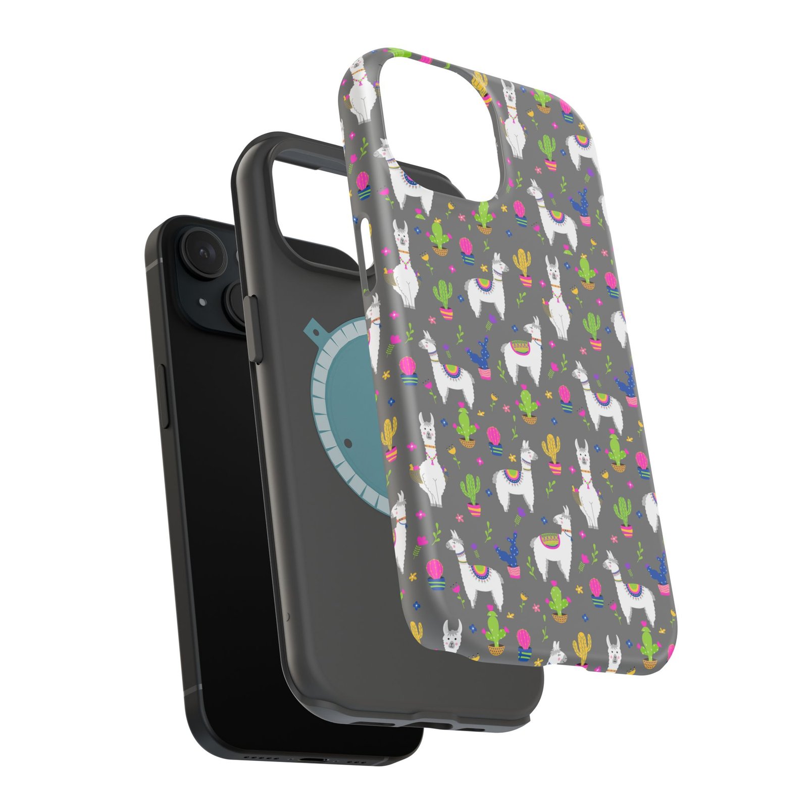 Colorful Llamas & Cactus All Over MagSafe Tough Cases - Image 72