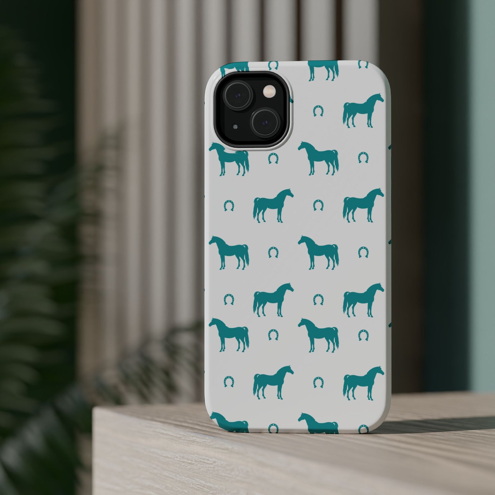 Teal Equestrian Horse & Horseshoes All Over MagSafe Tough Cases - Image 20