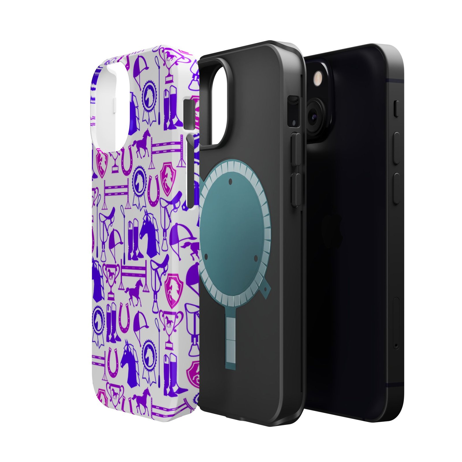 Pink Tones Equestrian Tack All Over MagSafe Tough Cases - Image 42