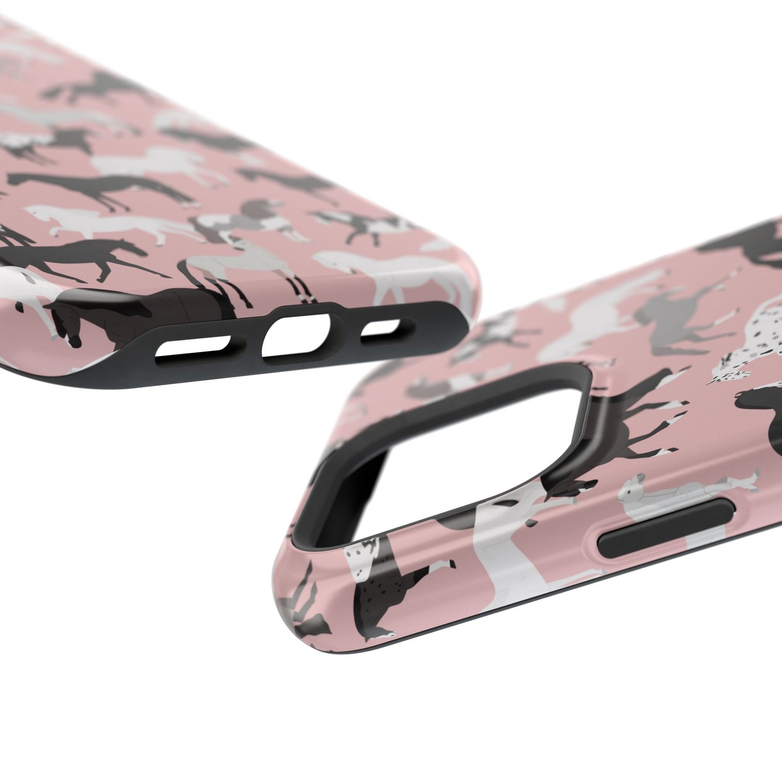 Pretty Retro Pink Horses All Over MagSafe Tough Cases - Image 124