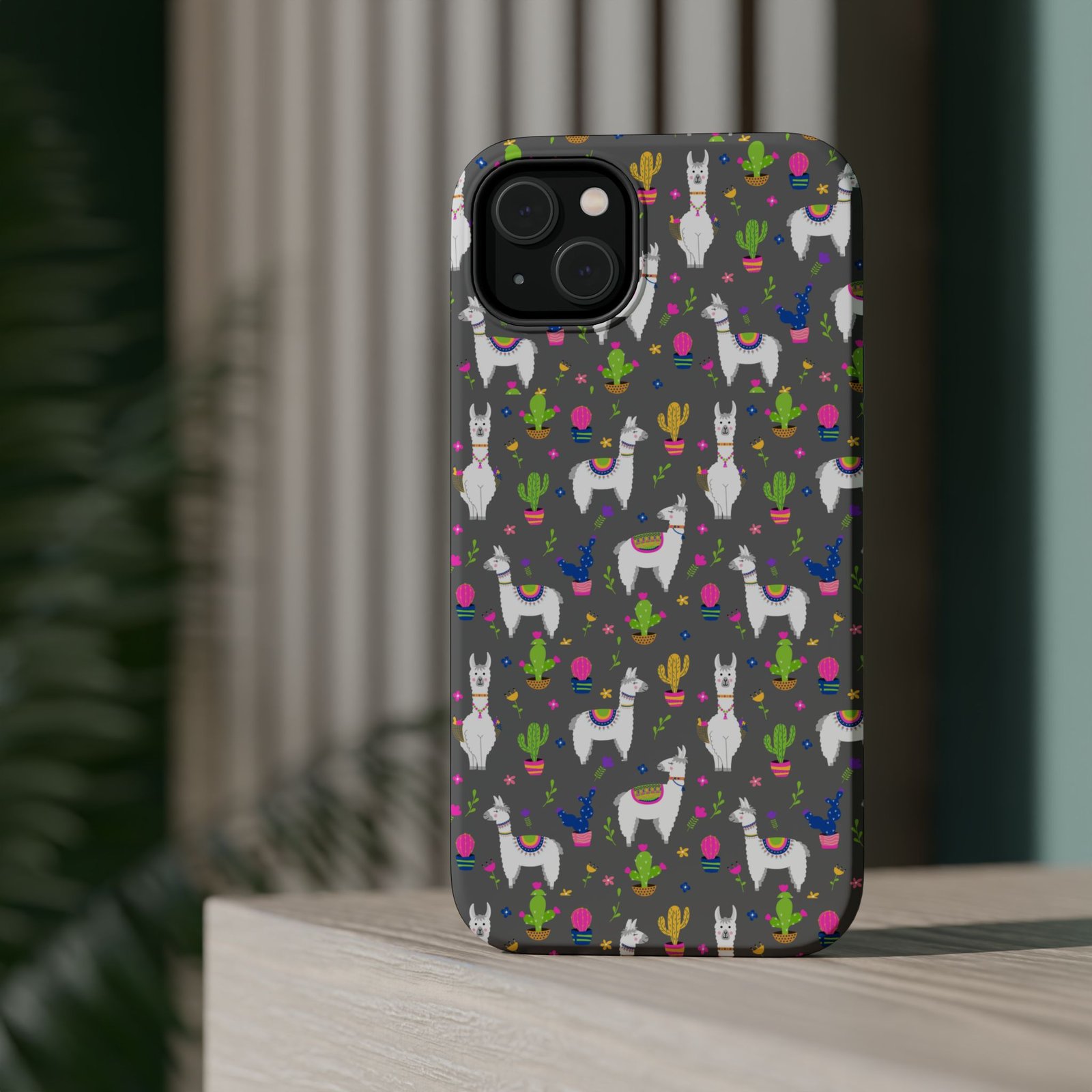 Colorful Llamas & Cactus All Over MagSafe Tough Cases - Image 24
