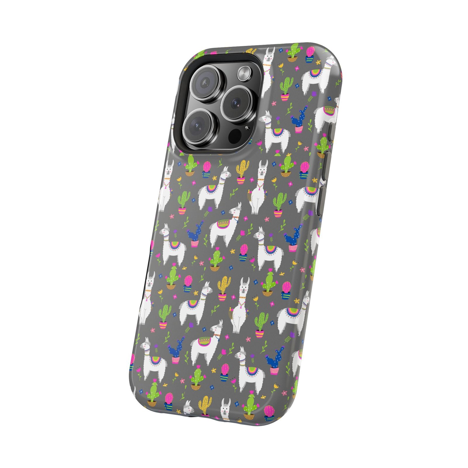 Colorful Llamas & Cactus All Over MagSafe Tough Cases - Image 114