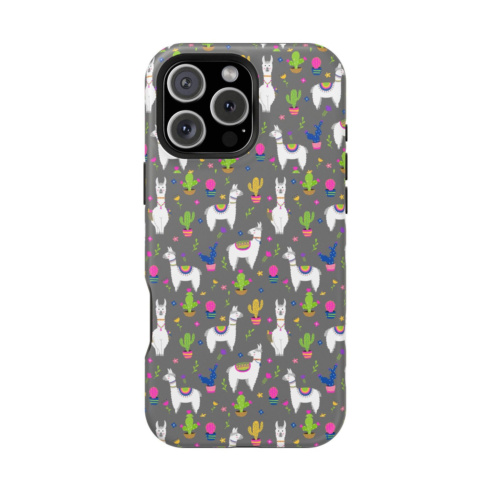 Colorful Llamas & Cactus All Over MagSafe Tough Cases - Image 125