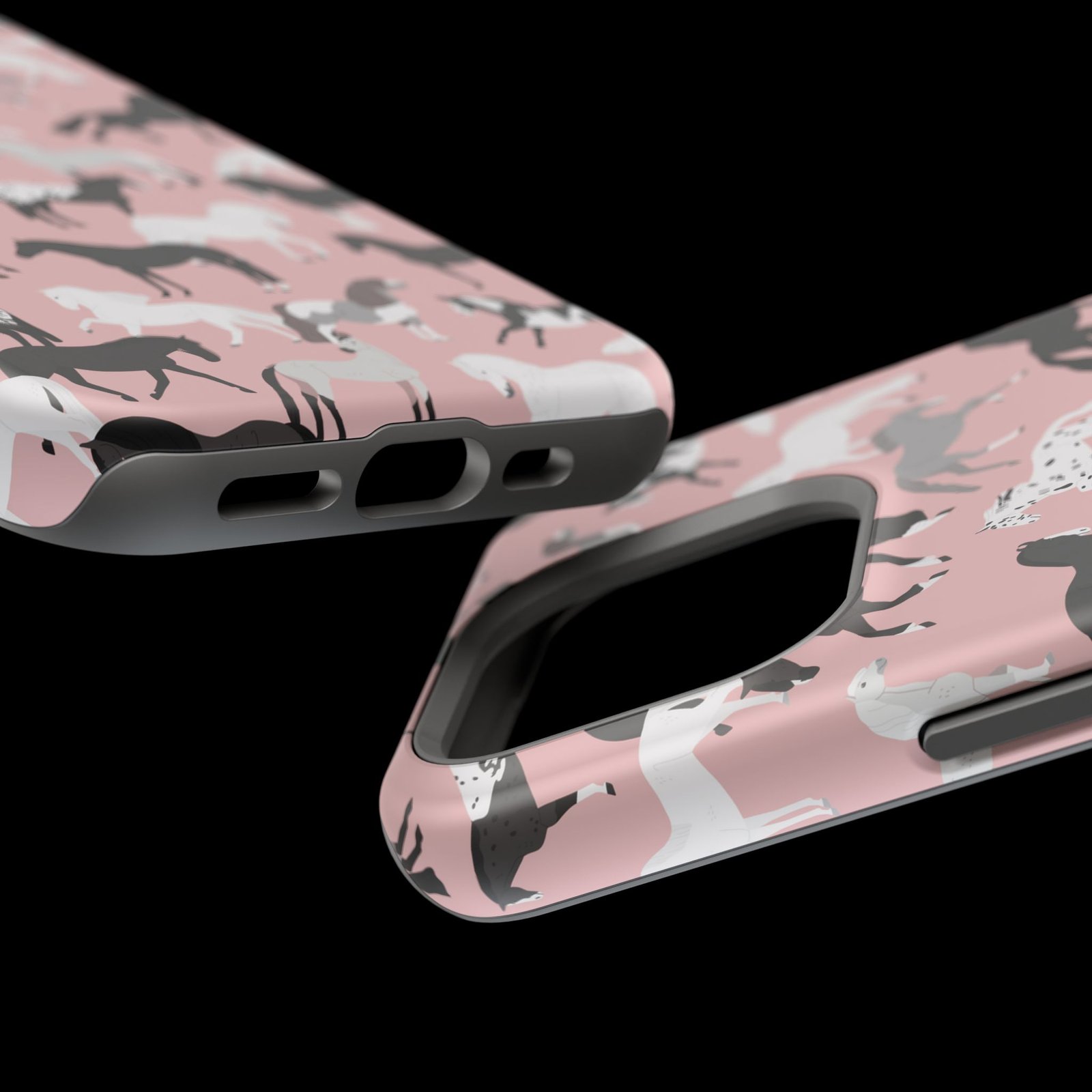 Pretty Retro Pink Horses All Over MagSafe Tough Cases - Image 79