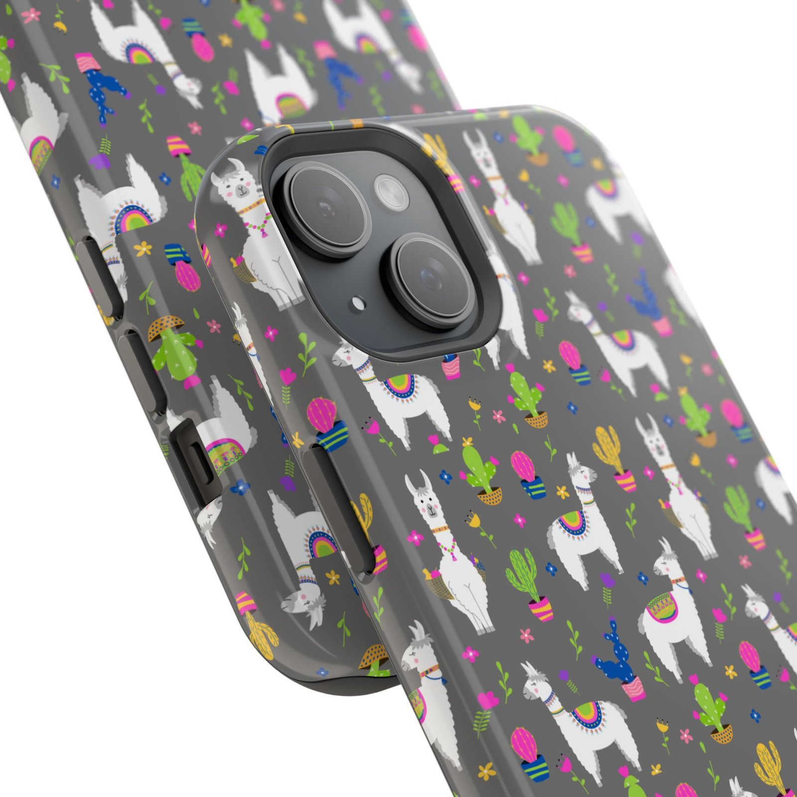 Colorful Llamas & Cactus All Over MagSafe Tough Cases - Image 82