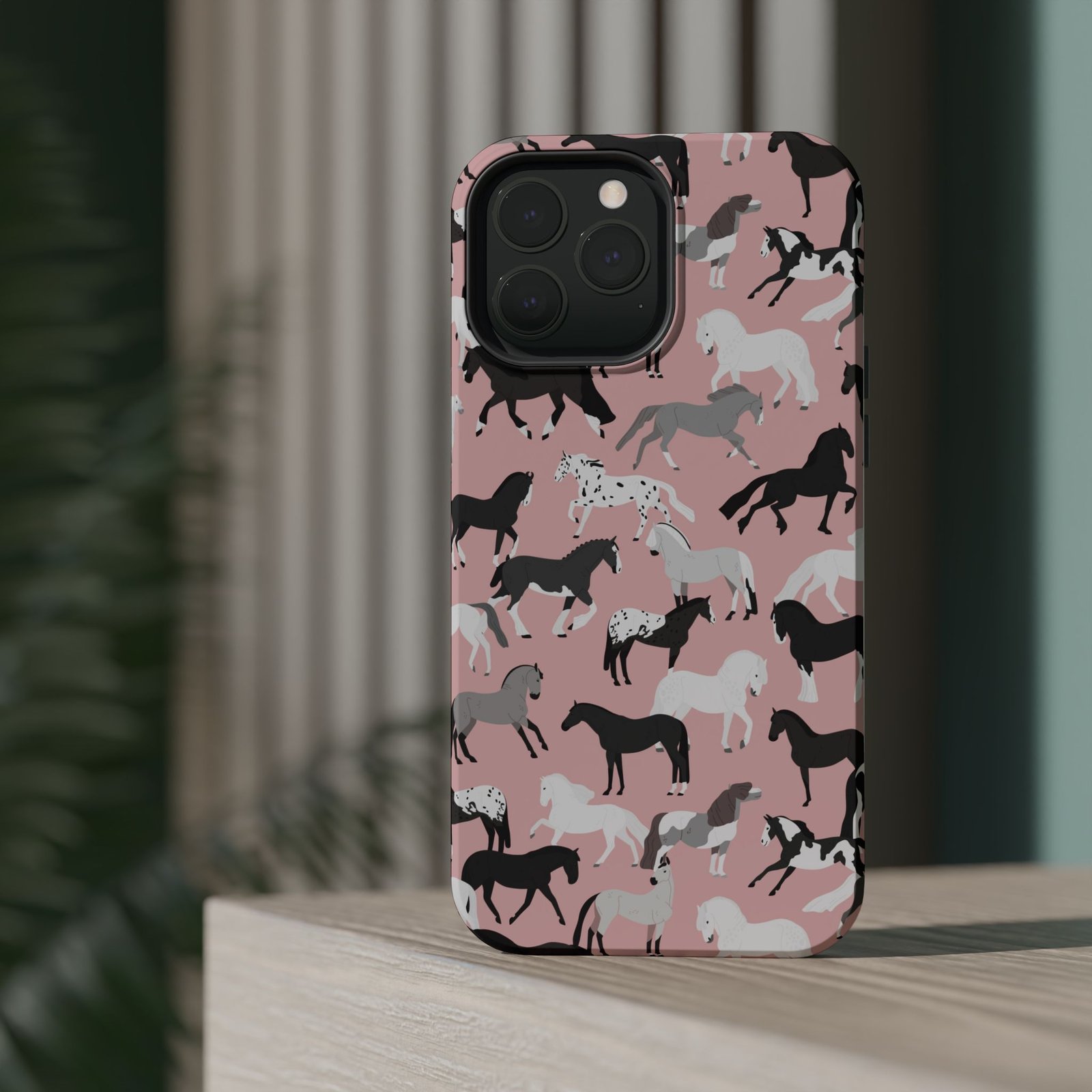 Pretty Retro Pink Horses All Over MagSafe Tough Cases - Image 64