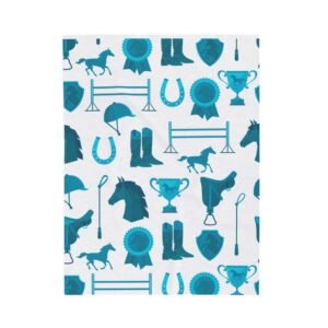 Blue Tonal Equestrian Tack All Over Velveteen Plush Blanket