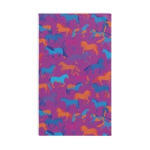 Bright Multi Breed Horses All Over Soft Tea Towel