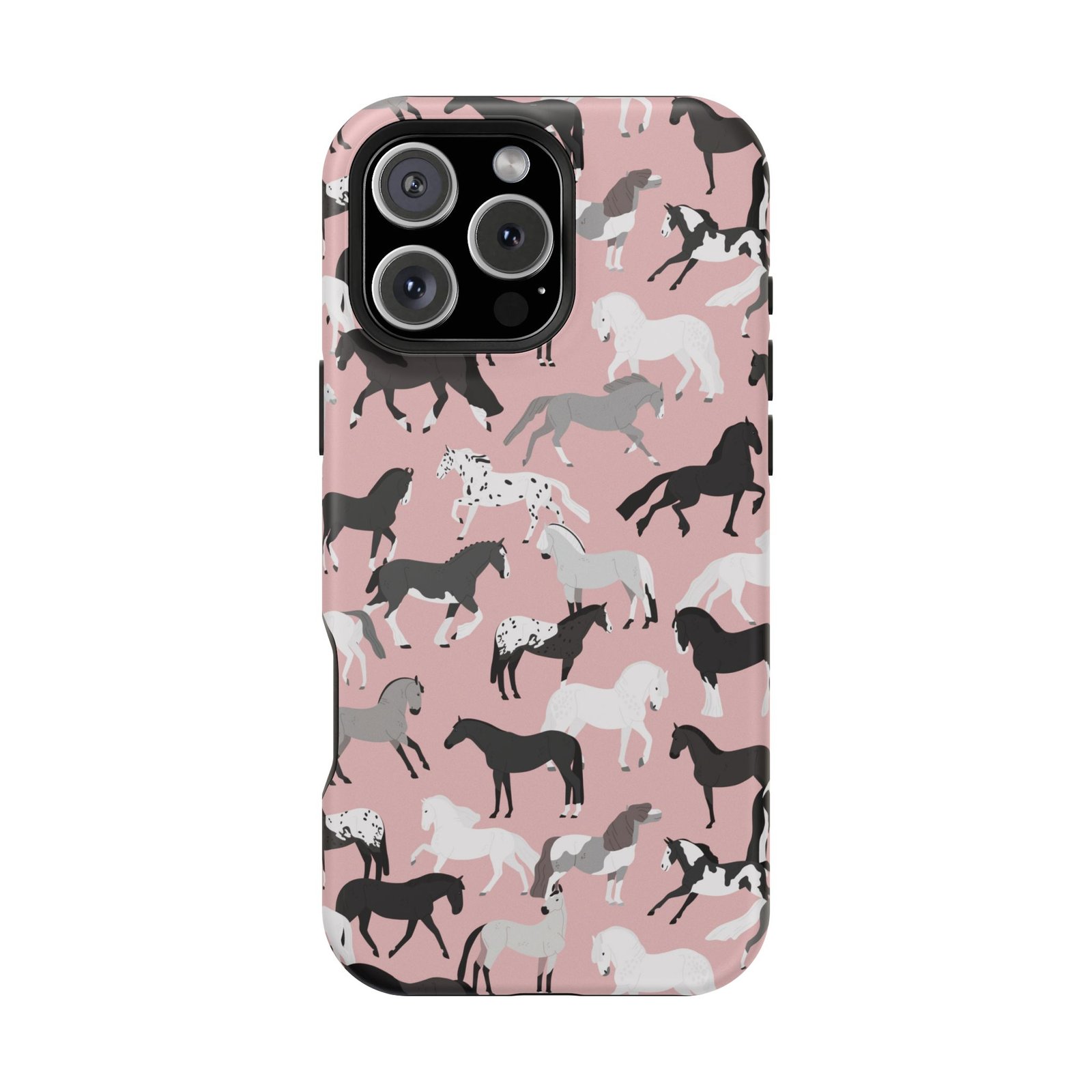 Pretty Retro Pink Horses All Over MagSafe Tough Cases - Image 125