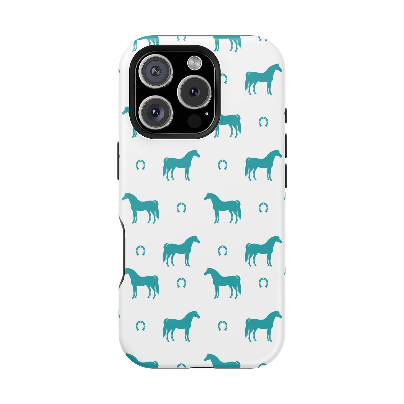 Teal Equestrian Horse & Horseshoes All Over MagSafe Tough Cases - Image 117