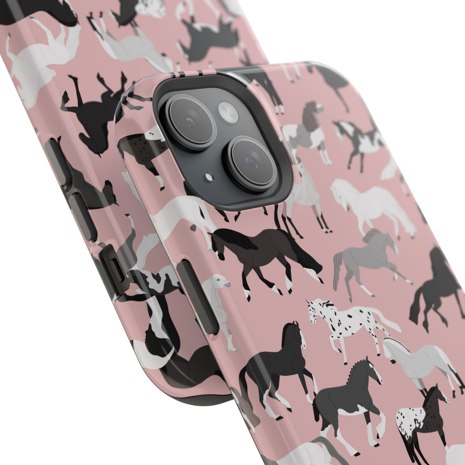 Pretty Retro Pink Horses All Over MagSafe Tough Cases - Image 82