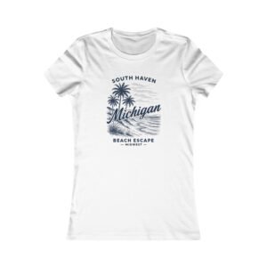 South Haven Michigan Beach Escape T-Shirt - Men’s/Women’s, White, Silver, or Baby Blue, Midwest Beach Design