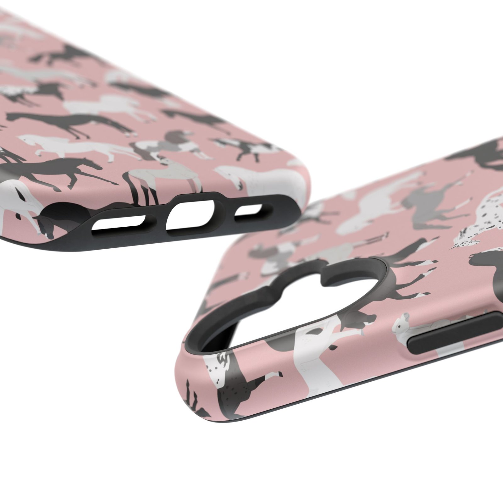 Pretty Retro Pink Horses All Over MagSafe Tough Cases - Image 104