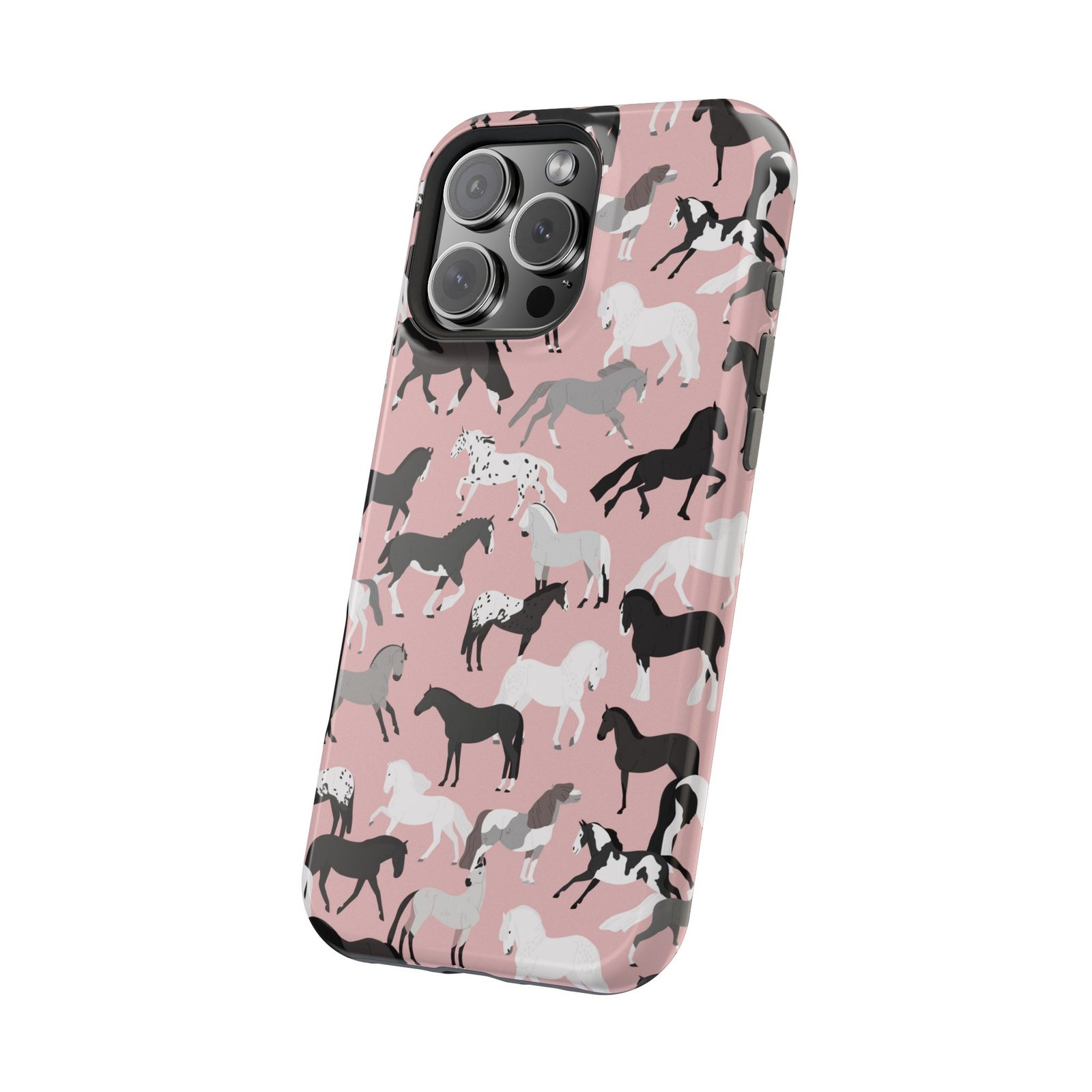 Pretty Retro Pink Horses All Over MagSafe Tough Cases - Image 122