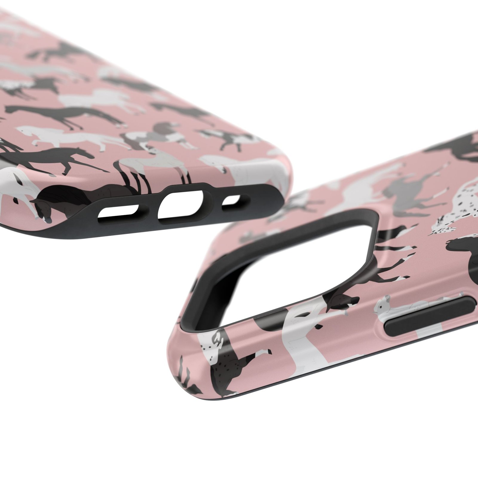 Pretty Retro Pink Horses All Over MagSafe Tough Cases - Image 116