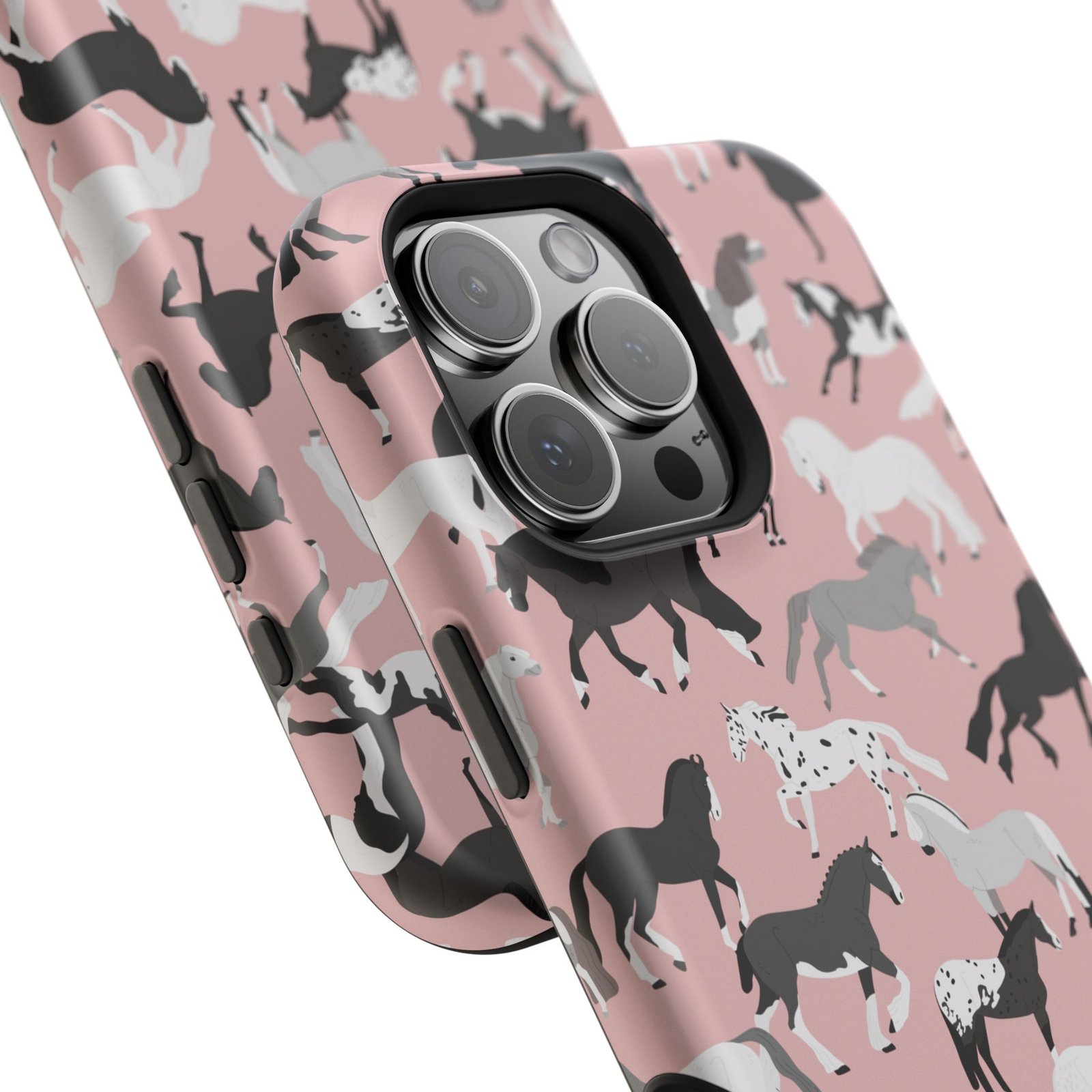 Pretty Retro Pink Horses All Over MagSafe Tough Cases - Image 127