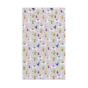 Multicolor Llamas & Cactus in Light Grey Soft Tea Towel