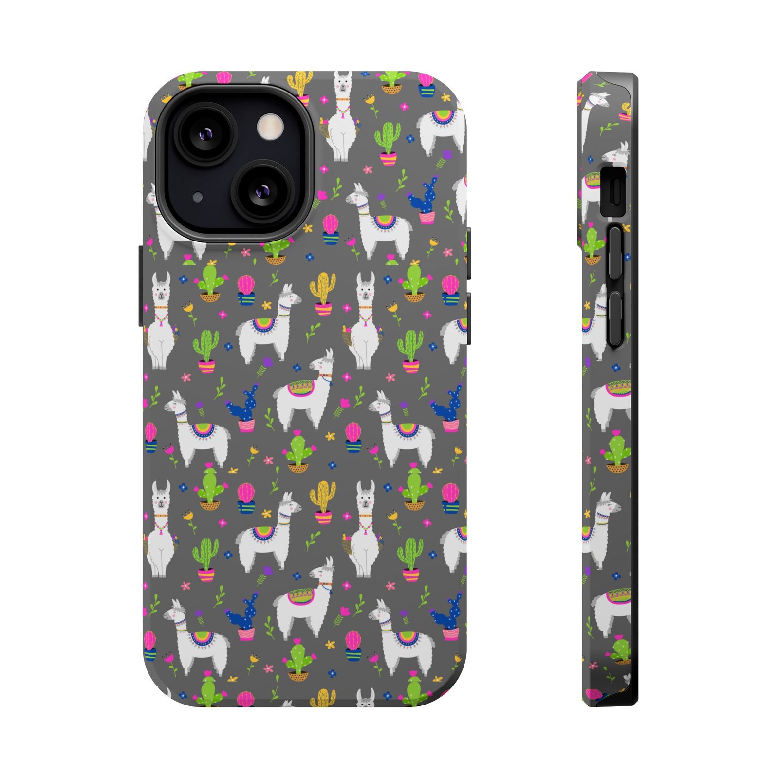 Colorful Llamas & Cactus All Over MagSafe Tough Cases - Image 45