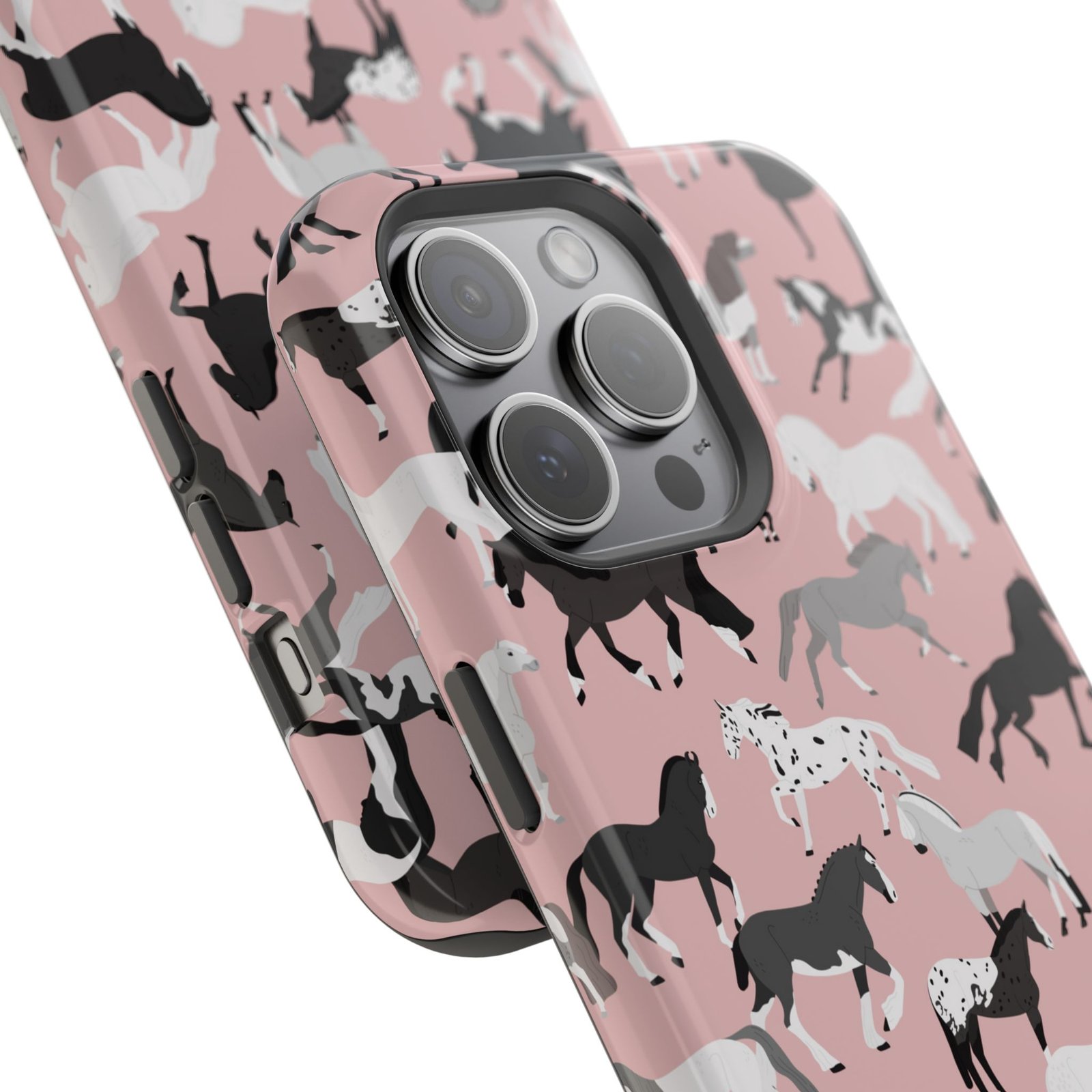 Pretty Retro Pink Horses All Over MagSafe Tough Cases - Image 90