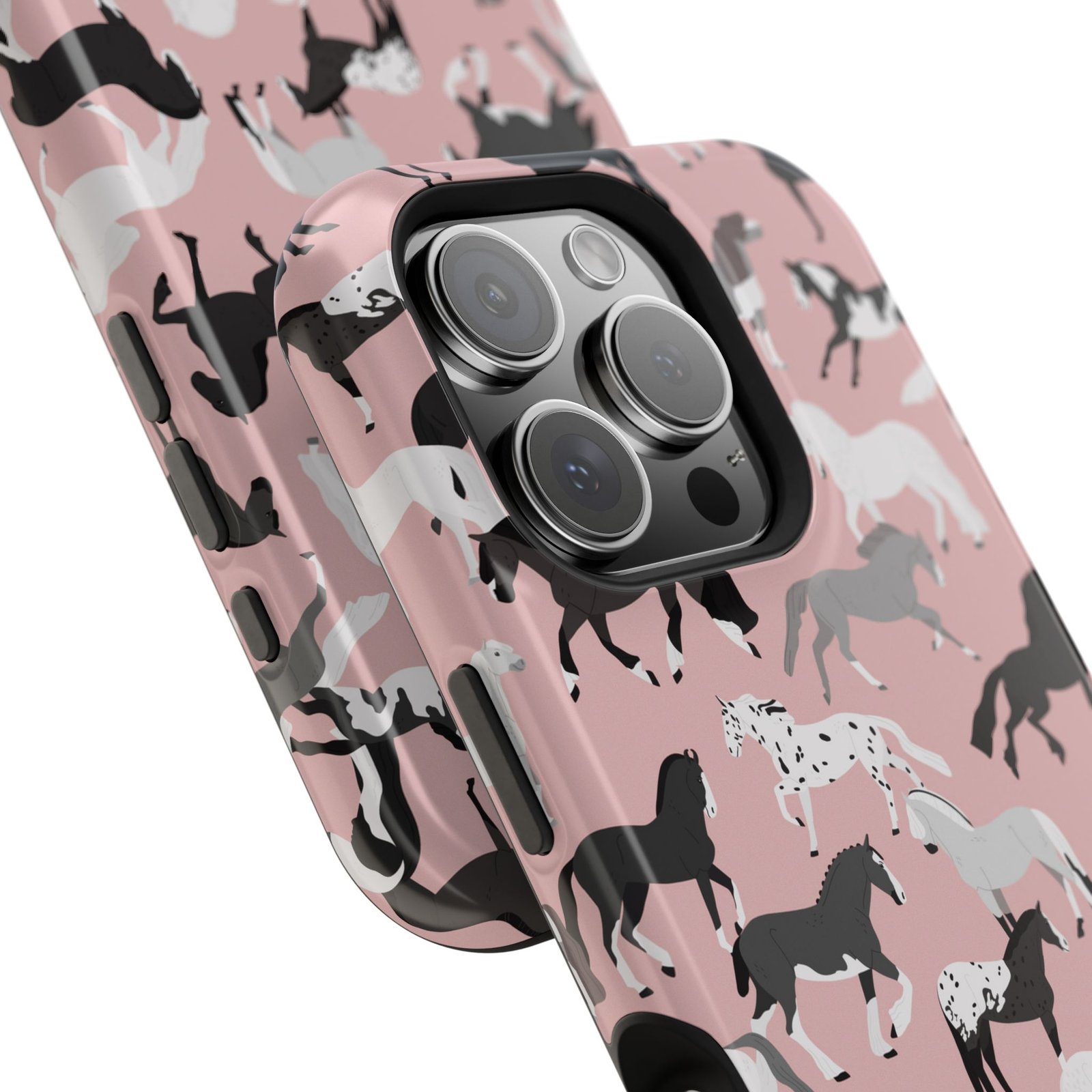 Pretty Retro Pink Horses All Over MagSafe Tough Cases - Image 115
