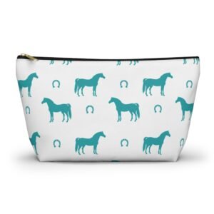 Turquoise Equestrian Horses & Horseshoes Accessory Pouch w T-bottom