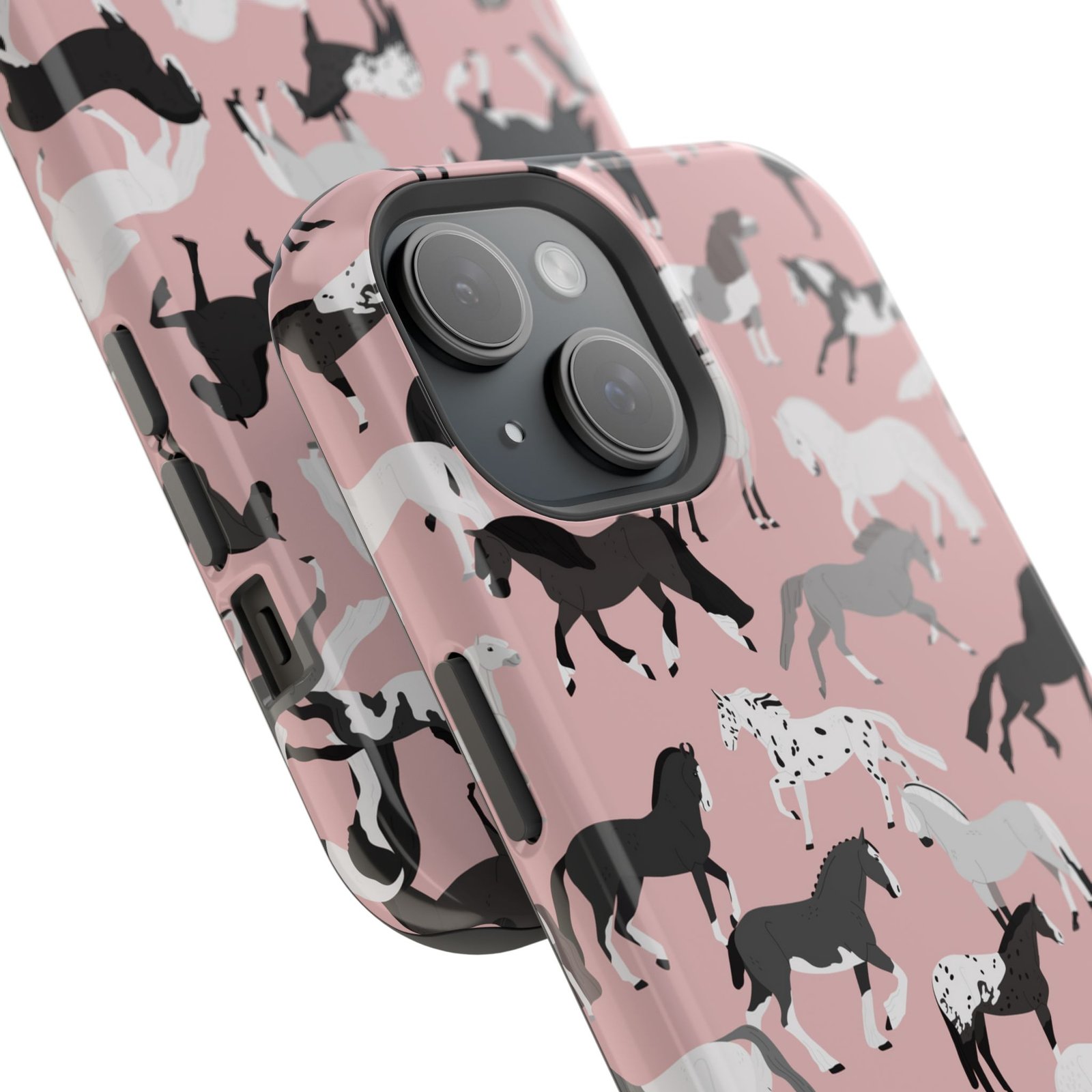 Pretty Retro Pink Horses All Over MagSafe Tough Cases - Image 66