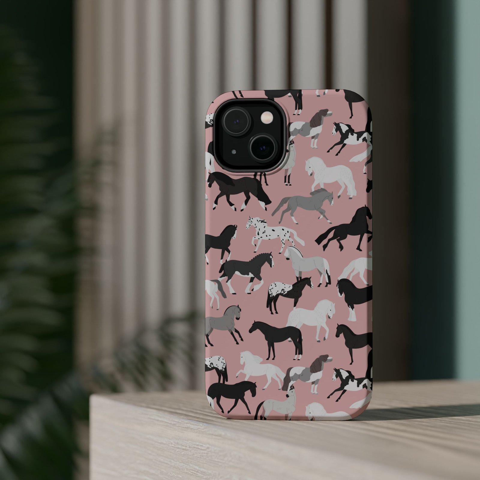 Pretty Retro Pink Horses All Over MagSafe Tough Cases - Image 8