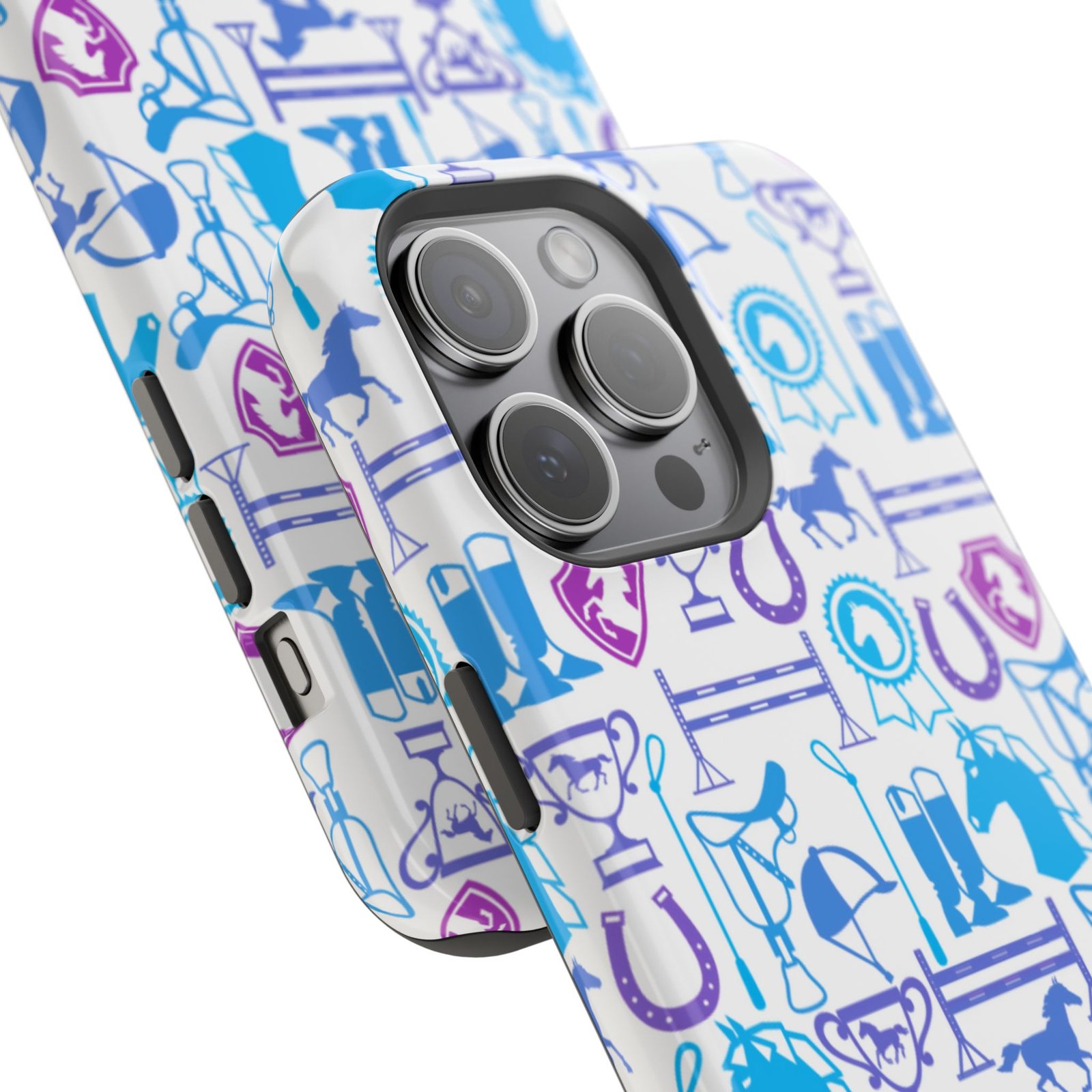 Blue to Pink Equestrian Tack All Over MagSafe Tough Cases - Image 90