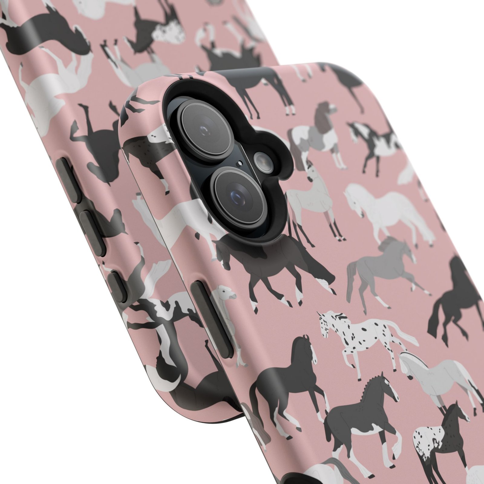 Pretty Retro Pink Horses All Over MagSafe Tough Cases - Image 111